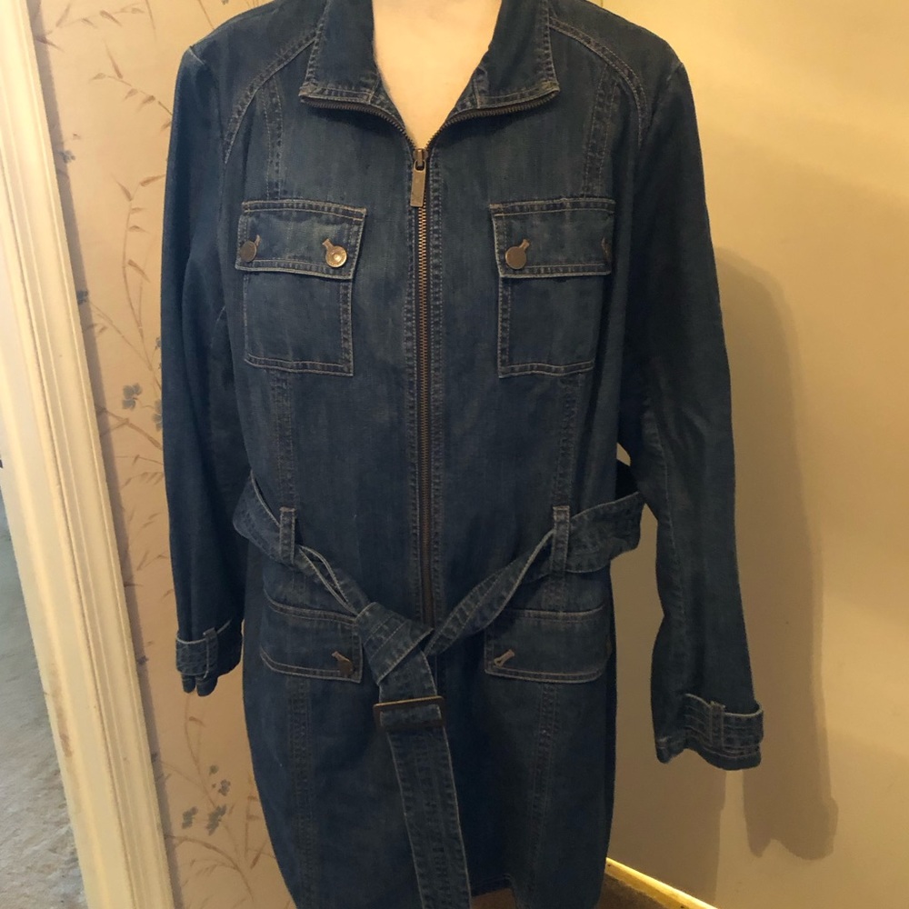 Eddie Bauer Long Denim coat. EUC